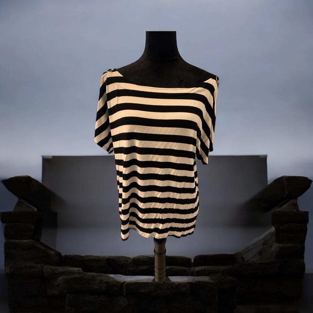 Cable‎ & Gauge Black and White Striped Tunic